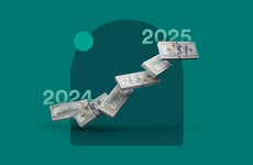 A graph showing an upward trend from 2024 to 2025. The trendline is made of cash